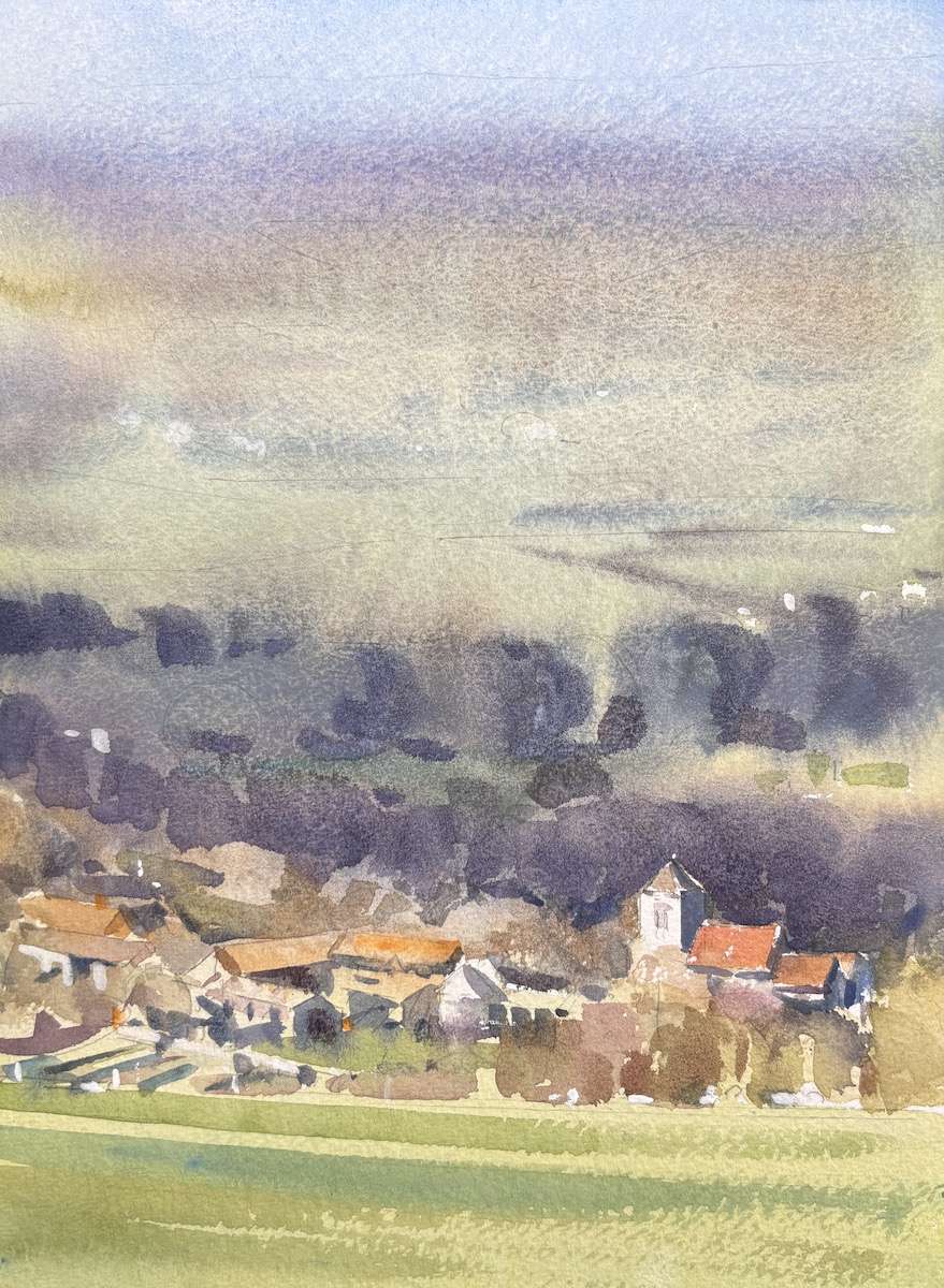Firle Shadows - Watercolour